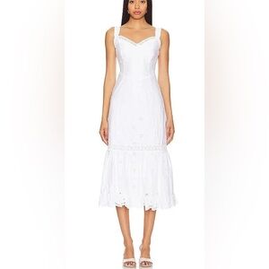 NEW Anthropologie Paige Pallas Midi Dress Elegant White Eyelet Dress
